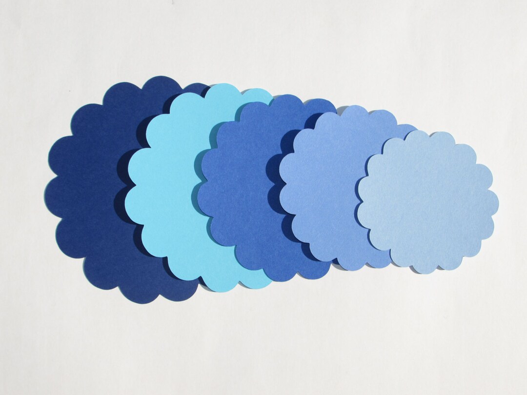 50 BLUE Paper Scallop Circles Die Cuts Your Choice of Size Etsy