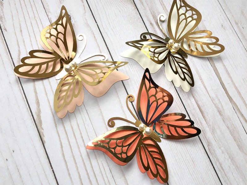 3D Paper Butterfly Cutouts 3D Gold Paper Butterflies Pink Paper Butterfly  Die Cuts Purple Butterflies Butterfly Wall Art 