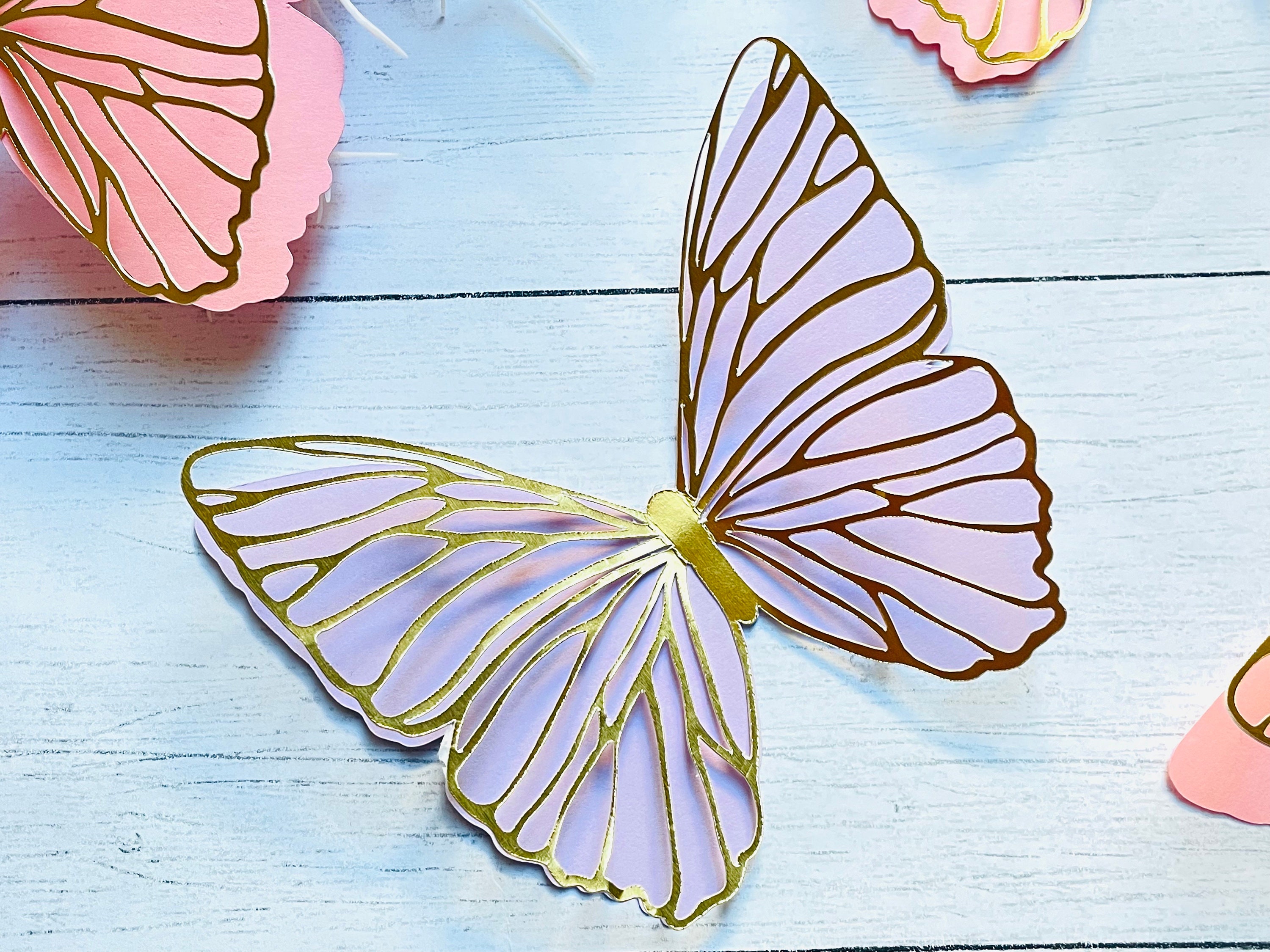 Paper Butterflies Cut Outs, Pink/Purple Set For Decorations - 58pcs Madanela