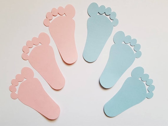 Recortes de papel de huella de bebé rosa huella azul bebé huella bebé  género revelar papel confeti huellapapel de bebé huellas de papel -   España