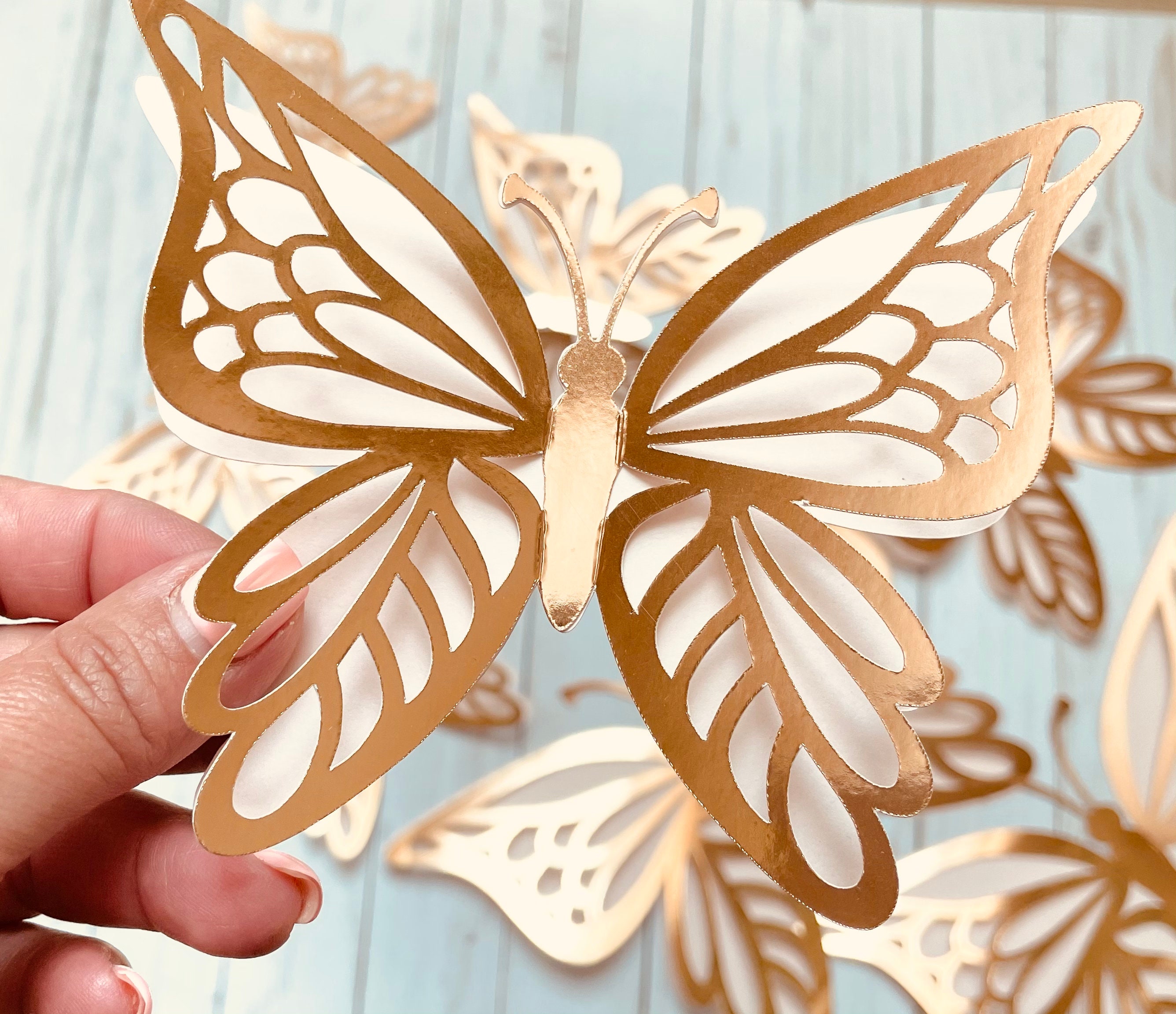 3D paper butterflies rose gold paper butterfly cutouts 3D Etsy