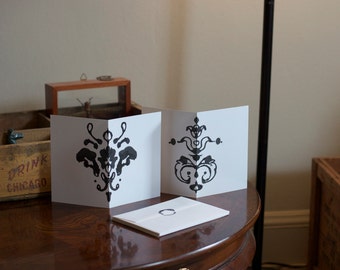 Ink Blot Damask Stationary, Single Card 03 or 04