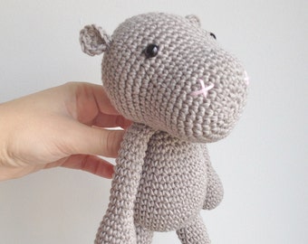 Hippo Plush, Hippo Stuffed animal, Hippo Plushie, Hippo Stuffed Toy, Crochet Hippo