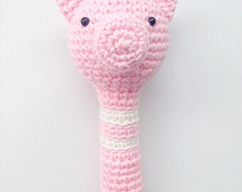 Pig Rattle, Piggy Rattle, Baby Rattle, Rattle, Soft Baby Rattle