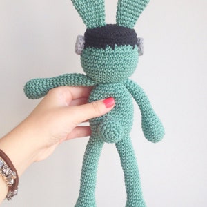 Halloween Crochet, Frankenstein Plush, Bunny Plush, Frankenbunny, Frankenstein Stuffed Toy image 5