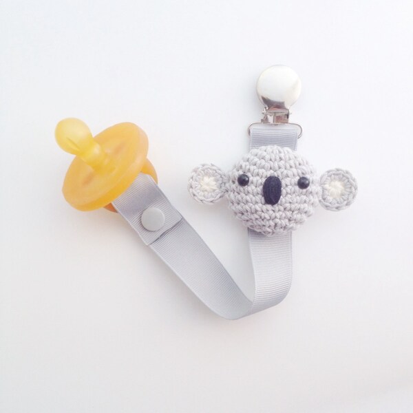 Koala Pacifier Clip, Koala Paci Clip, Ribbon Pacifier Clip, Paci Clip, Soothie Clip, Paci Holder, Koala Baby Gifts, Pacifier Holder