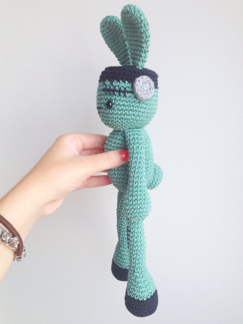 Halloween Crochet, Frankenstein Plush, Bunny Plush, Frankenbunny, Frankenstein Stuffed Toy image 4