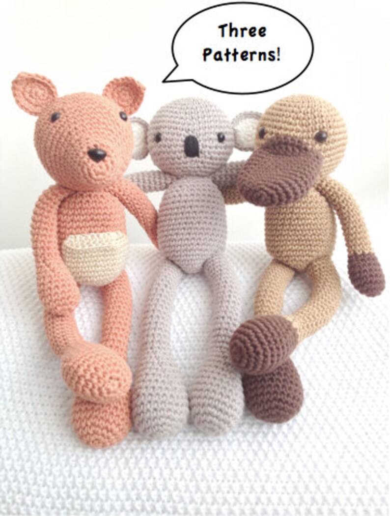 Amigurumi Pattern Collection Three Australian Friends Etsy Australia