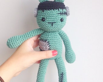 Halloween Crochet, Frankenstein Plush, Bunny Plush, Frankenbunny, Frankenstein Stuffed Toy