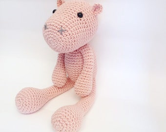 Hippo Plush, Hippo Stuffed animal, Hippo Plushie, Hippo Stuffed Toy, Crochet Hippo