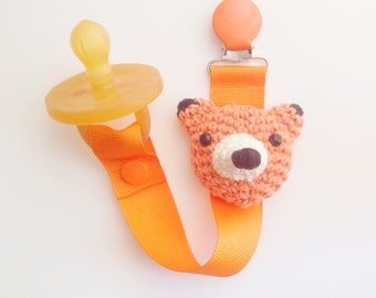 Fox Pacifier Clip, Fox Paci Clip, Ribbon Pacifier Clip, Paci Clip, Soothie Clip, Paci Holder, Fox Baby Gifts, Pacifier Holder