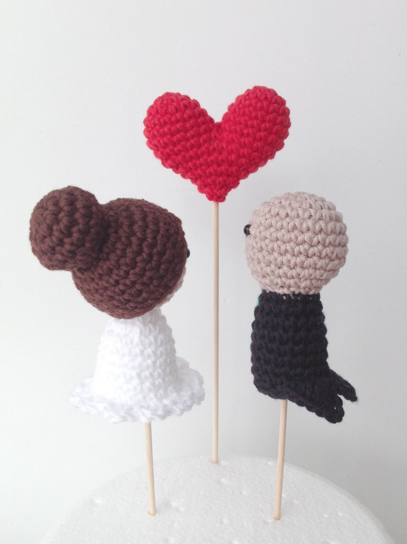 Wedding Cake Toppers Bride Groom and One Heart Etsy