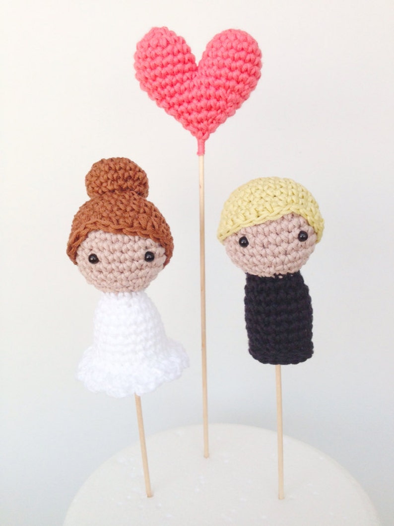 Wedding Cake Toppers bride Groom and One Heart Etsy