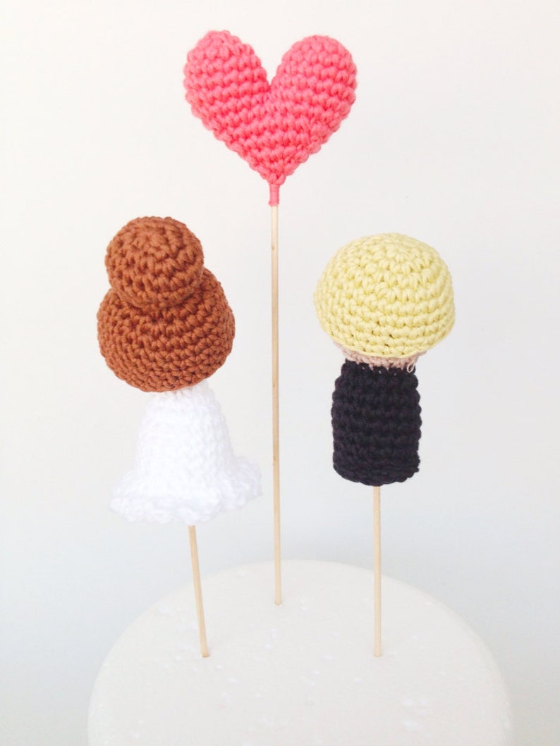 Wedding Cake Toppers bride Groom and One Heart Etsy