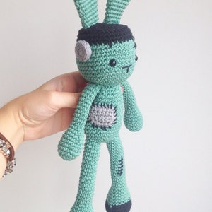 Halloween Crochet, Frankenstein Plush, Bunny Plush, Frankenbunny, Frankenstein Stuffed Toy image 3
