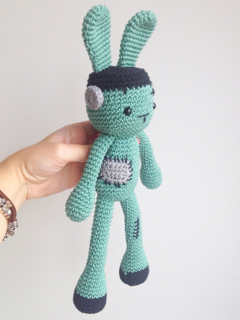Halloween Crochet, Frankenstein Plush, Bunny Plush, Frankenbunny, Frankenstein Stuffed Toy image 3