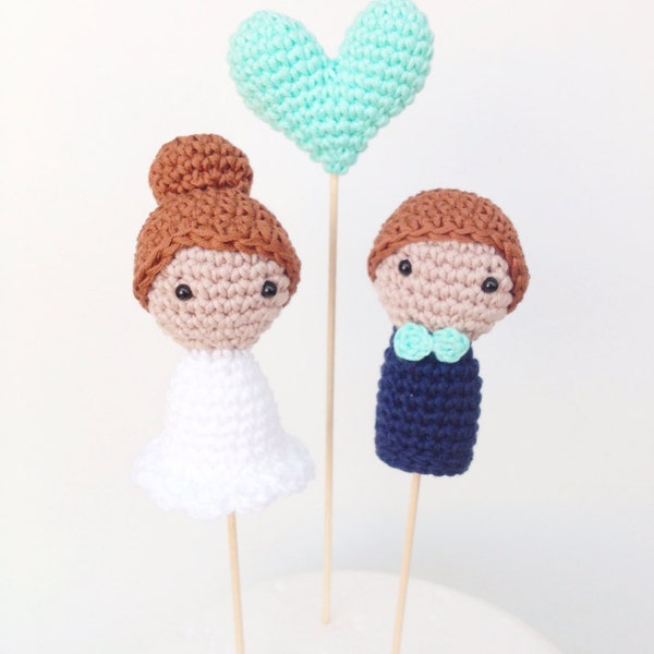 Wedding Cake Toppers (Bride, Groom and One Heart)