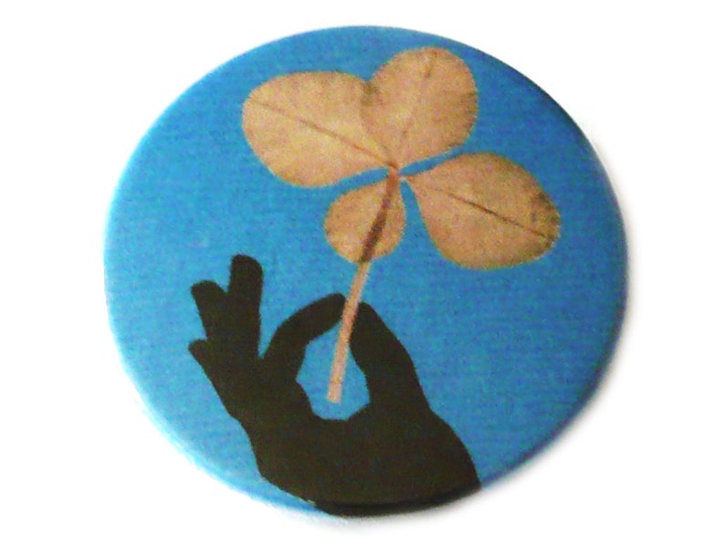 Four leaf clover, pinback button, magnet, bottle opener or compact mirror image 1