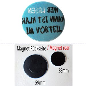 Who can read is clearly at an advantage. Button, magnet, pocket mirror or bottle opener. Handmade. image 3