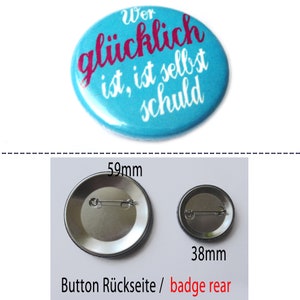 Glücklich, Button, Magnet, Taschenspiegel oder Flaschenöffner. Handgemacht Bild 2