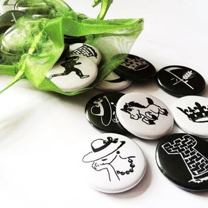 32 Chess pieces as 25mm badges, 1 inch (diameter) Ø 1&quot; pinback buttons