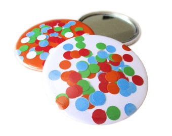 Confetti, pocket mirror, compact mirror, 59mm, Ø 2.25 inch, diameter 2.25", 2 1/4