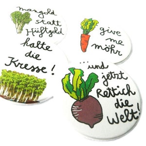 Button or magnet set, vegetable quartet image 1