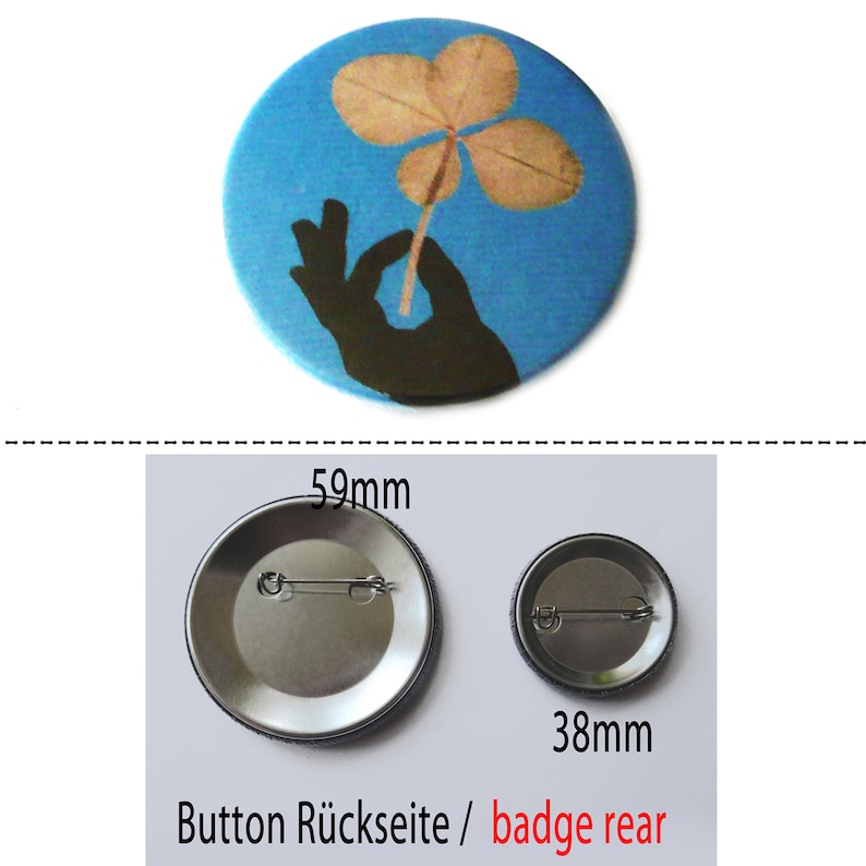 Magnet, Button, Flaschenöffner oder Taschenspiegel, Glücksklee Bild 2