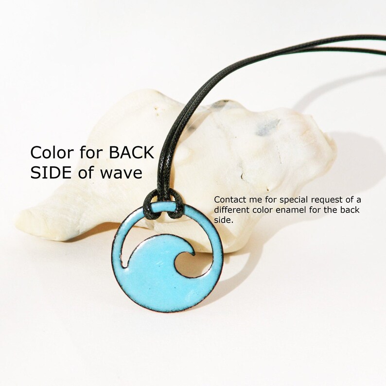 personalization optional Seagreen enamel mini wave choker with flat black cord