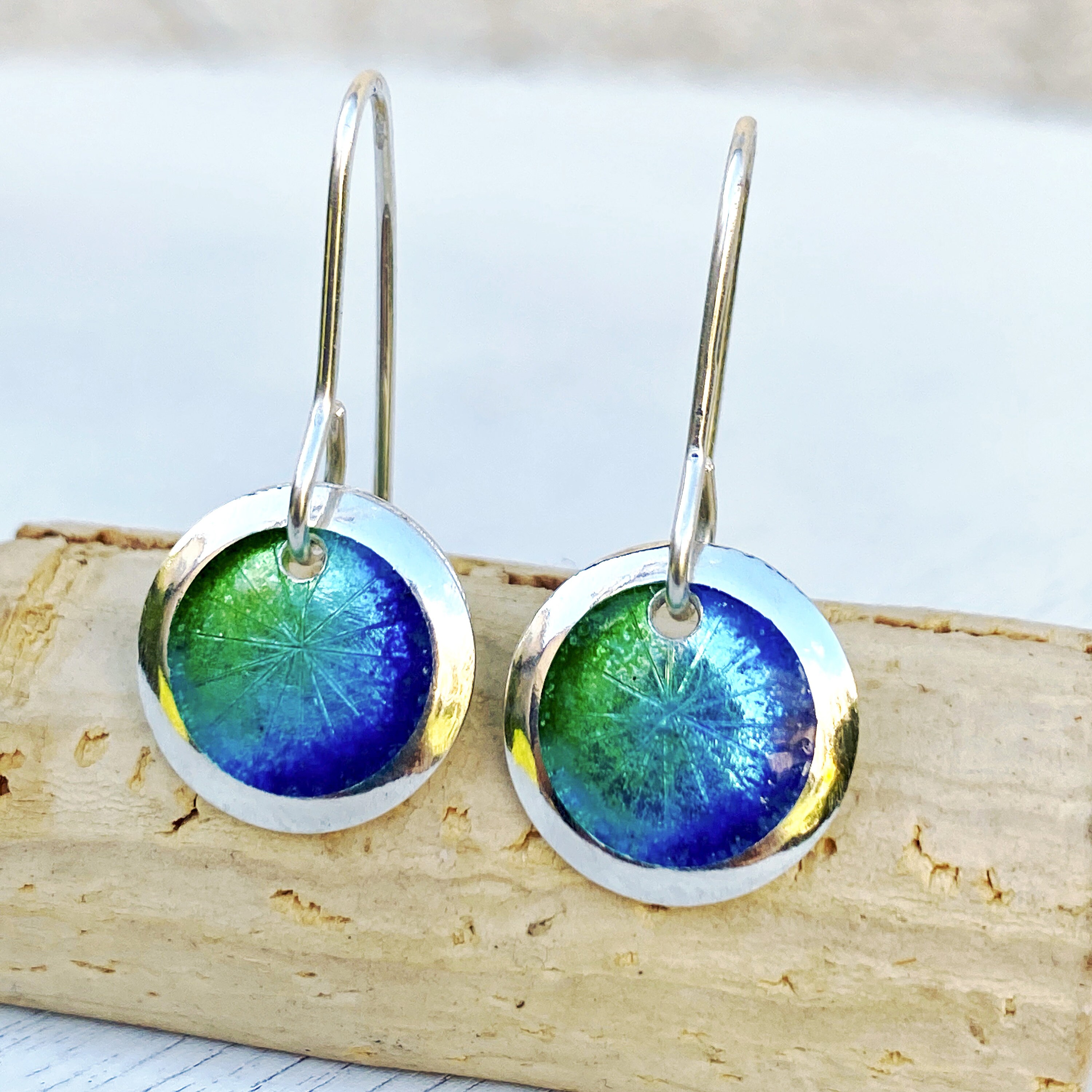 Fine silver deals enamel earrings, 1/2