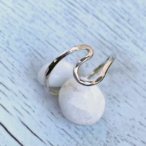 Sterling silver hammered wave ring
