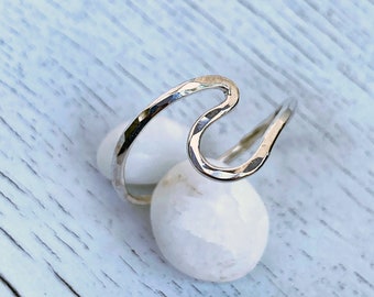 Sterling silver hammered wave ring