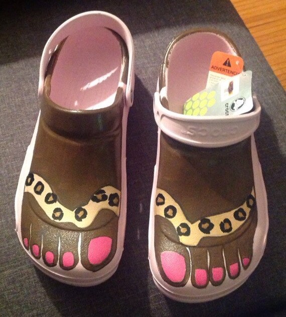 crocs with painted toes