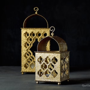 Ottoman lantern Eid gift Ramadan decoration Vintage Gold Morocco Tea light candle holder centerpiece