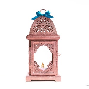Rose Gold Wedding Lantern for candle, Moroccan Lantern, Candle Holder, Pink Gold Bridal shower, Bohemian Hanging Lantern image 1