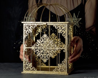 Gothic Gold Card box wedding centerpiece Birdcage for wedding Black home decor Witch decor Occult Gift