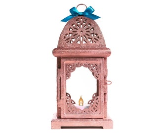 Rose Gold Wedding Lantern for candle, Moroccan Lantern, Candle Holder, Pink Gold Bridal shower, Bohemian Hanging Lantern
