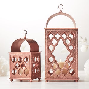 Ramadan Decor SET, Reclaimed Wood candle Holder, Ivory Moroccan lantern, Terracotta wedding lantern, anniversary boho candle lantern image 10