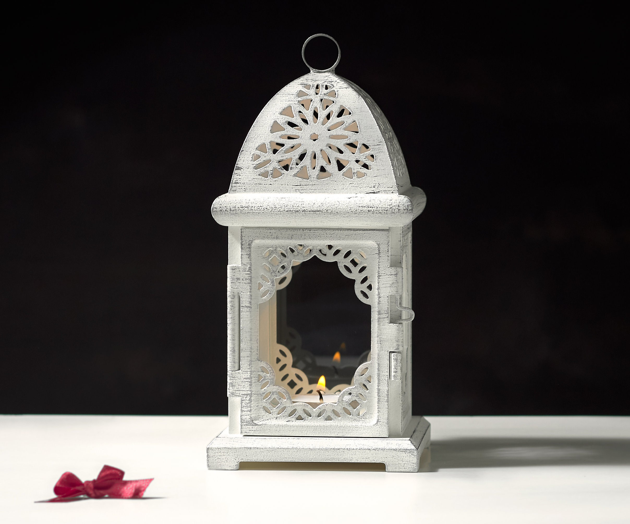 White and silver Wedding Lantern centerpiece Rustic