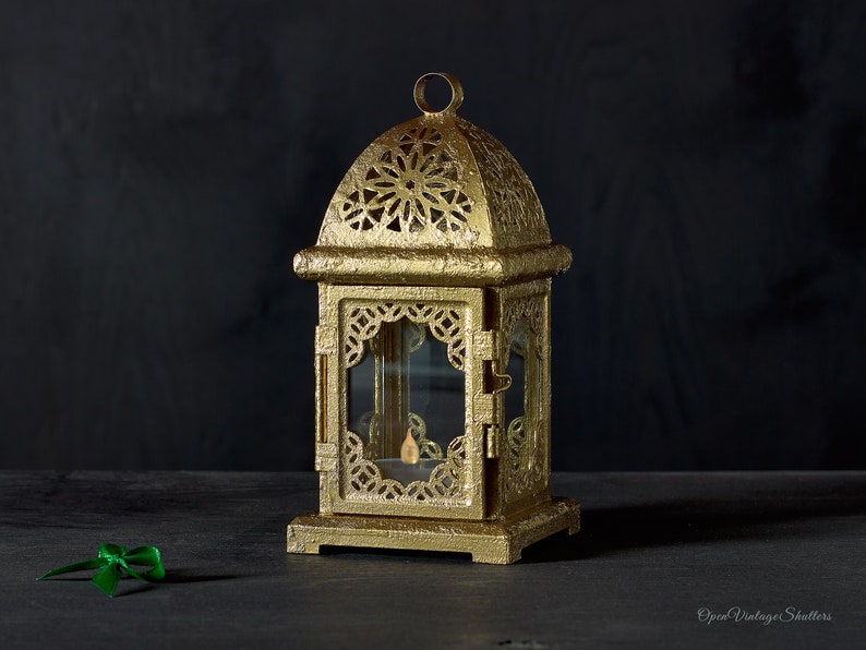 Gold Moroccan lantern Ramadan Decor Islamic Eid gift Gold