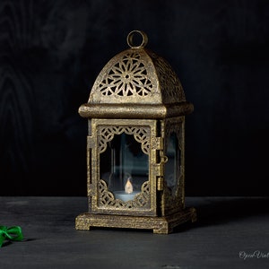 Gold Moroccan lantern Ramadan Decor Islamic Eid gift Bronze