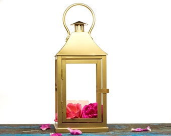 Elegant Wedding Gold Lantern, Tea light Candle Holder, Outdoor Lantern, Modern minimalist gift, Christmas lantern decor