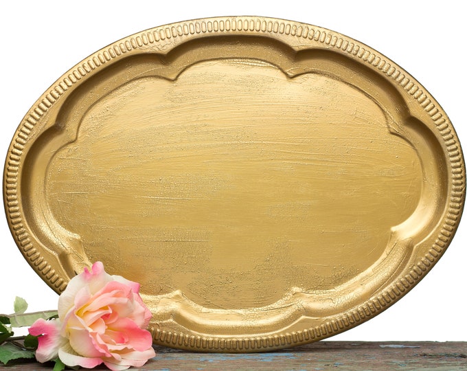 Gold Serving Tray for Coffee Tables Antique Gold, Wedding Decor, Cake
