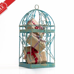 Titulaire fil cage à oiseaux dôme métal en forme de cage à oiseaux chocolat bougie votive - carte-cadeau de mariage de cage à oiseaux shabby