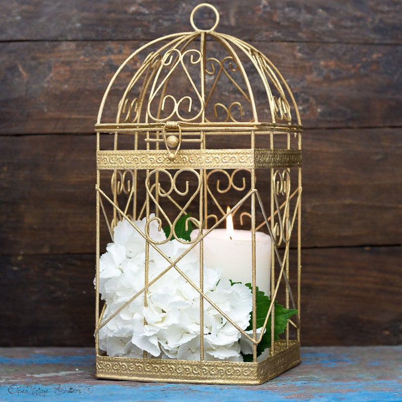 Garden and Outdoor Decor Planter Silver Birdcage Etsy