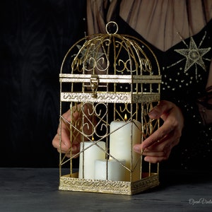 Great Gatsby decor Birdcage Card Holder Wedding elegant Antique Gold Wedding Bird Cage Card Holder, Gold Wedding Gift Card Box Alternative image 1