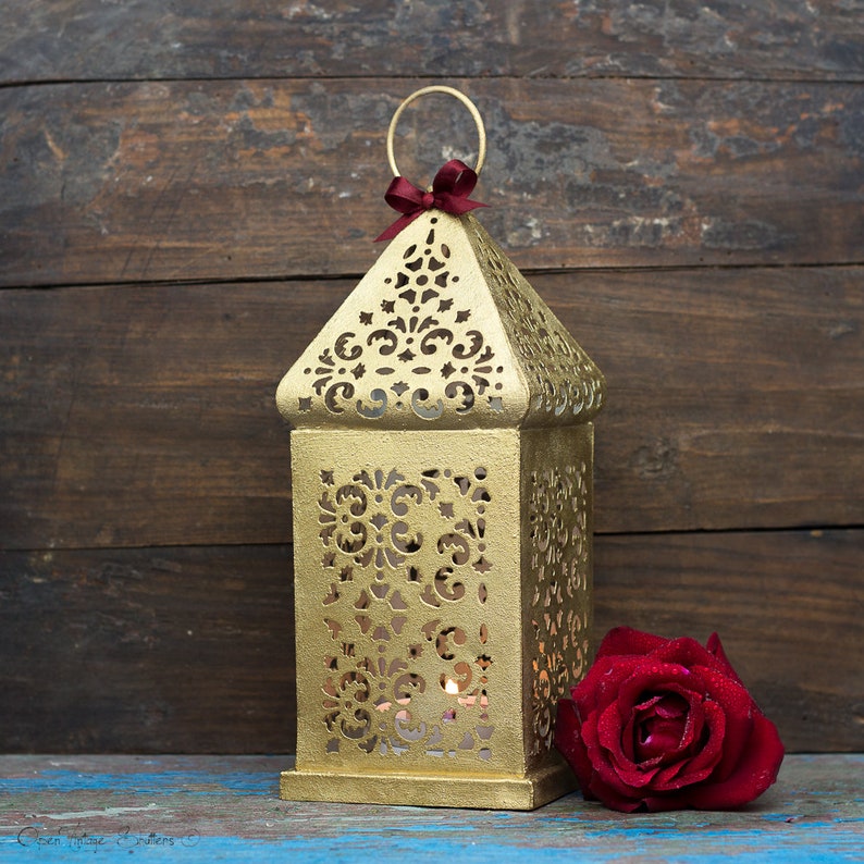 Vintage Gold Moroccan Lantern Wedding Metal Lantern Etsy UK