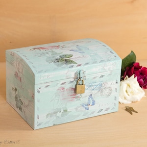 shabby chic pastello scatola di carta blu - titolare della carta di nozze - box matrimonio rustico - accessorio