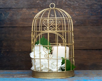 Great Gatsby decor Birdcage Card Holder Wedding elegant Antique Gold Wedding Bird Cage Card Holder, Gold Wedding Gift Card Box Alternative