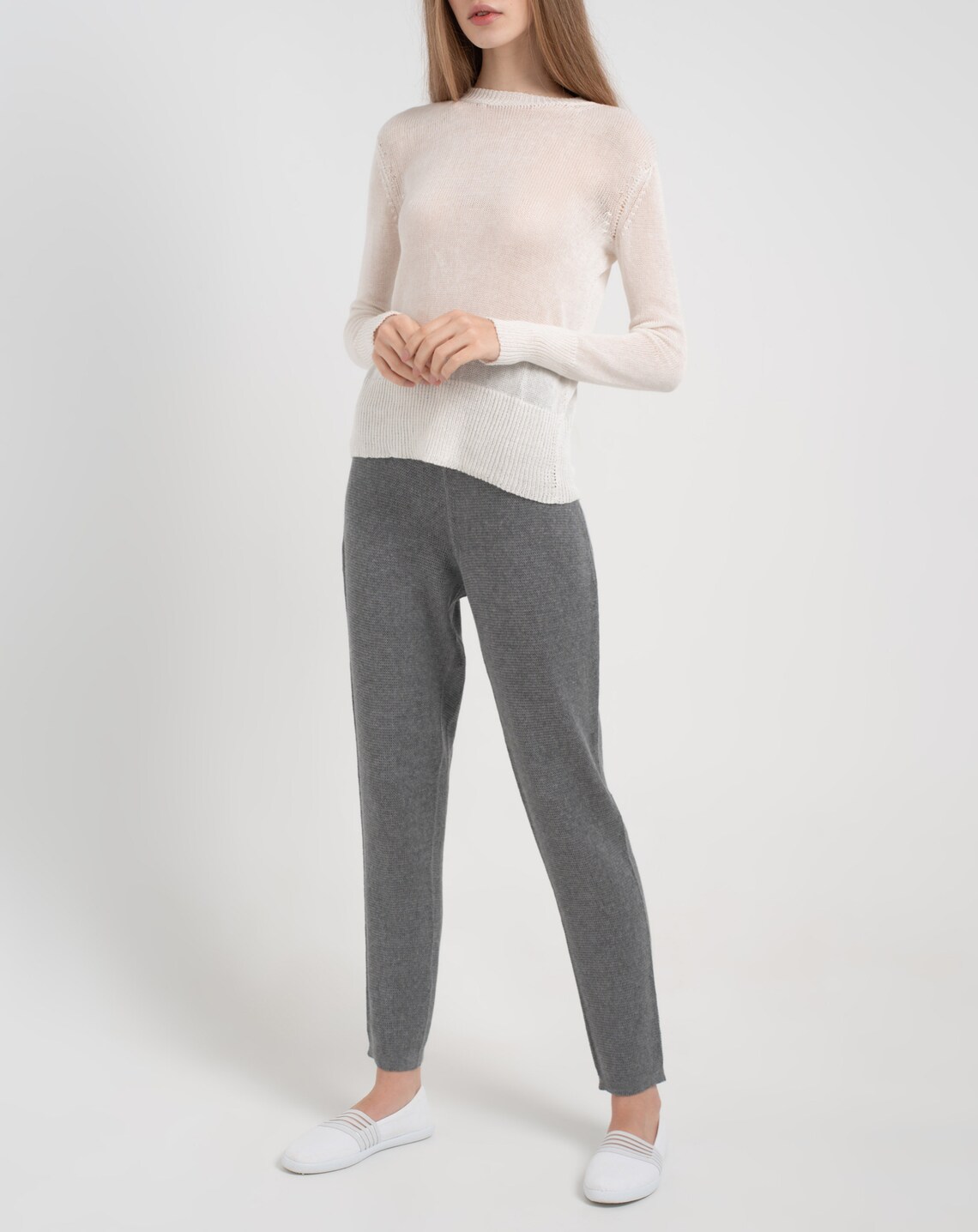 Women ecru sweater cotton silk cashmere Etsy